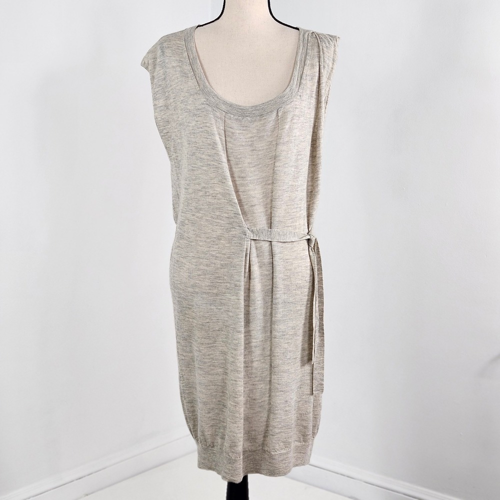 3.1 Phillip Lim Wool Cashmere Knit Dress Womens S Gray Sleeveless Belted FLAW